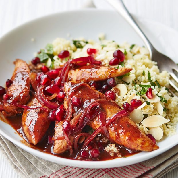 pomegranate-chicken-almond-cous-cous-recipe