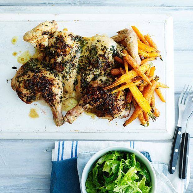 Roast Chicken with Tarragon Butter & Dutch Carrots | The Leaf Store