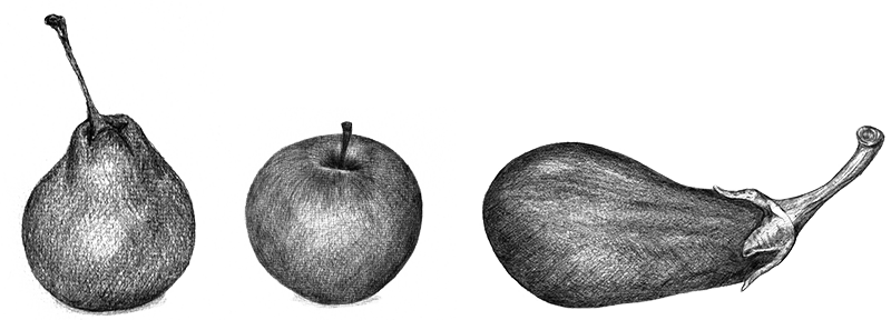 Pear, Apple & Eggplant